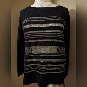 Black & Gold Rock Republic Light Sheer Sweater L Large NWT